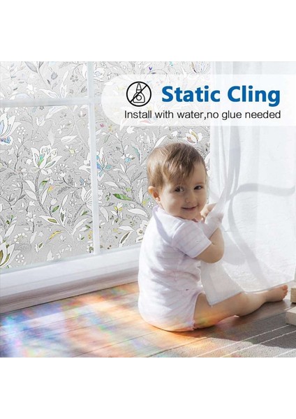 4x 3D Gökkuşağı Pencere Film Vitray Vinil Statik Olmayan Yapışkan Film Opak Gizlilik Koruyucu Tonu -45X100CM (Yurt Dışından) indirimleri