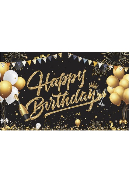 Doğum Günü Zemin Banner Siyah Altın Zemin Işaretli Doğum Günü Partisi Dekorasyon Seti Kızlar Erkek Kadın Kutlama (Yurt Dışından)
