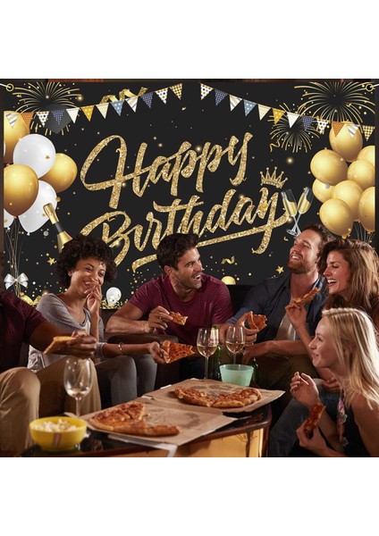 Doğum Günü Zemin Banner Siyah Altın Zemin Işaretli Doğum Günü Partisi Dekorasyon Seti Kızlar Erkek Kadın Kutlama (Yurt Dışından) indirimleri