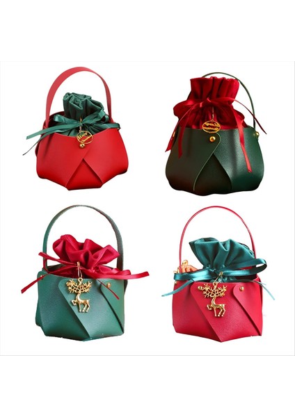 Kırmızı ve Yeşil Şeker Kolu Çanta Noel Ağacı Ev Mobilyası Masaüstü Dekorasyon Yeni Yıl Çantası (Yurt Dışından)