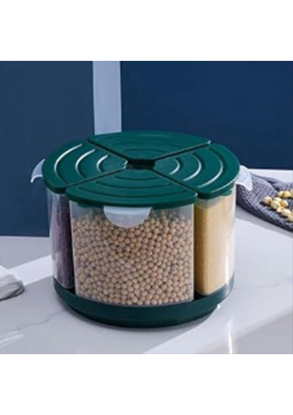 Dönen Bölme Tahıl Kavanozu Mutfak Pirinç Kepçesi Gıda Depolama Konteyneri Kapaklı Büyük Kapasiteli Mühürlü Gıda Kavanozu (Yurt Dışından) fırsatları