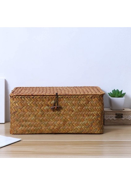Rattan Depolama Sepeti Saman Deniz Yosunu Sepeti El Dokuması Depolama Sepeti Çok Amaçlı Kap Kapaklı (10 Cm) (Yurt Dışından) fiyatları