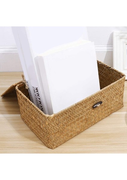 Rattan Depolama Sepeti Saman Deniz Yosunu Sepeti El Dokuması Depolama Sepeti Çok Amaçlı Kap Kapaklı (10 Cm) (Yurt Dışından) modelleri
