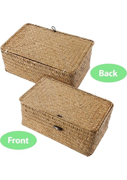 Rattan Depolama Sepeti Saman Deniz Yosunu Sepeti El Dokuması Depolama Sepeti Çok Amaçlı Kap Kapaklı (10 Cm) (Yurt Dışından) fırsatları
