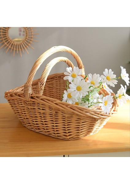 Willow Meyve Piknik Sepeti Rattan Yumurta Sepeti Mutfak Depolama Sepeti Bambu Taşınabilir Sebze Sepet Depolama Sepeti L (Yurt Dışından) fiyatları