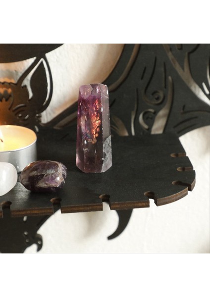 Siyah Ahşap Duvar Rafı Gotik Yarasa Ayı Profili Içi Boş Desen Yüzen Raf Kristal Tutucu Goth Cadı Oda Dekor (Yurt Dışından) indirimleri