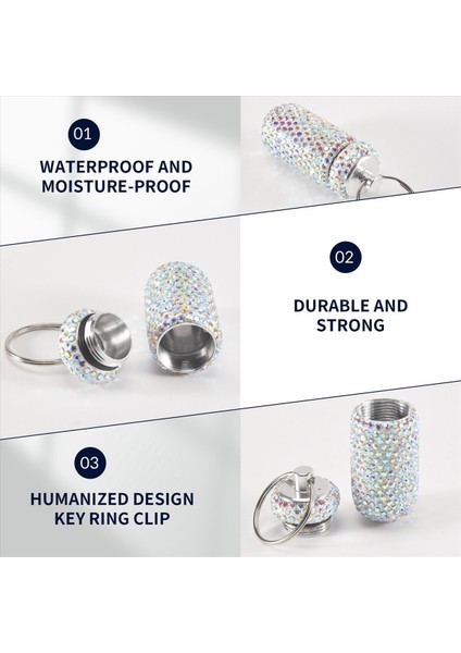1pcs Bling Ilaç Hap Şişe Kapsülü Depolama Kutusu Mini Taşınabilir Rhinestones Kristal Seyahat Kasası Tüpleri (Renkli) (Yurt Dışından) indirimleri
