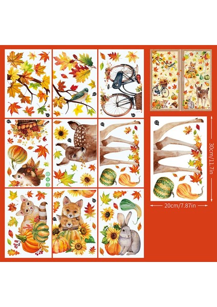 Sonbahar Penceresi Yapışması Şükran Günü Sonbahar Hasat Hayvan Kabak Yaprakları Parti Malzemeleri Pencere Cam Dekorasyonu (Yurt Dışından) fiyatları