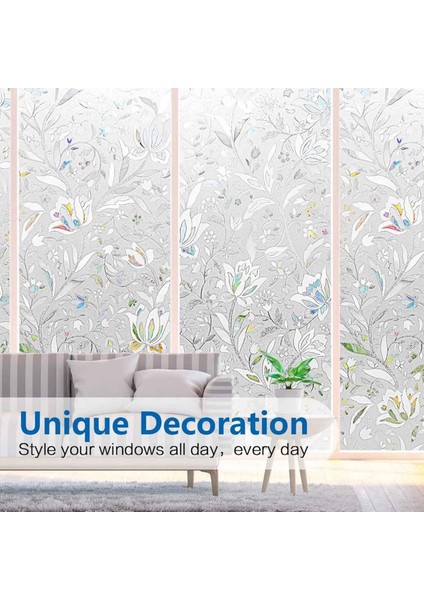 2x 3D Gökkuşağı Pencere Film Vitray Vinil Statik Olmayan Yapışkan Film Opak Gizlilik Koruyucu Tonu -45X100CM (Yurt Dışından) fiyatları