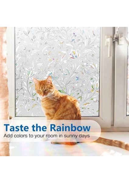 2x 3D Gökkuşağı Pencere Film Vitray Vinil Statik Olmayan Yapışkan Film Opak Gizlilik Koruyucu Tonu -45X100CM (Yurt Dışından) fırsatları