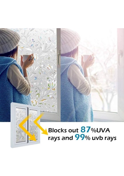 2x 3D Gökkuşağı Pencere Film Vitray Vinil Statik Olmayan Yapışkan Film Opak Gizlilik Koruyucu Tonu -45X100CM (Yurt Dışından) indirimleri