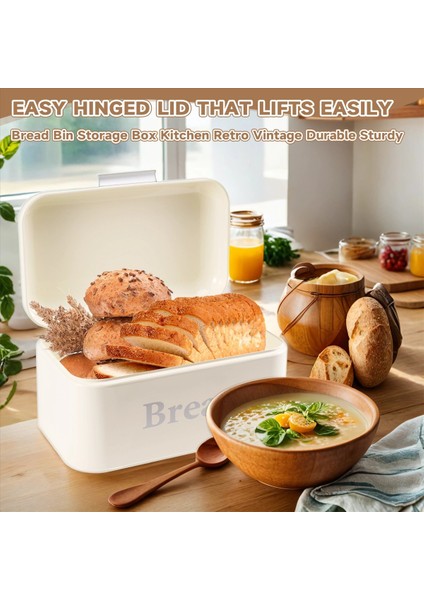 Vintage Ekmek Kutusu Dolap Demir Atıştırmalık Kutu Masaüstü Sonlandırma Toz Geçirmez Depolama Kutusu Depolama Kutusu Kaleci Gıda Mutfak Raf Dekor Beyaz (Yurt Dışından) indirimleri
