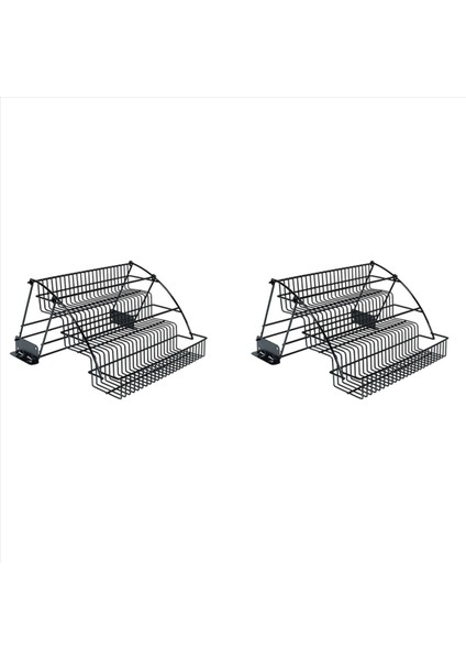 2x Metal 3 Katmanlı Çekme Baharat Rafı - Kolay Erişim Geri Çekilebilir Büyük Kapasiteli Mutfak Depolama Raf Organizatörü A (Yurt Dışından)