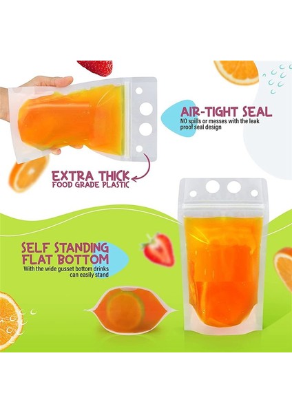 100PCS 16OZ Yetişkinler Için Torbalar Içecek - Pipetli Pepeli Içecek X100 - Yeniden Yerleştirilebilir Smoothie Torbaları (Yurt Dışından) fiyatları