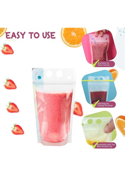 100PCS 16OZ Yetişkinler Için Torbalar Içecek - Pipetli Pepeli Içecek X100 - Yeniden Yerleştirilebilir Smoothie Torbaları (Yurt Dışından) fırsatları