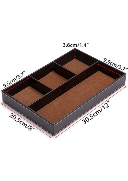 2pcs 4 Yuva Masa Çekmecesi Pu Deri Koleksiyon Mektubu ile Düzenleyici Tepsisi Kahverengi Tek Katman (Yurt Dışından) indirimleri