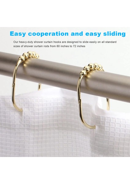12 Paket Geniş Duş Perdesi Yüzük Kancaları Seti Dekoratif Krom Kaplama Kolay Kayma Silindirleri Duş Çubukları Için Halkalar Altın (Yurt Dışından) fiyatları