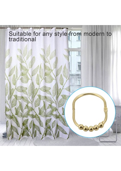 12 Paket Geniş Duş Perdesi Yüzük Kancaları Seti Dekoratif Krom Kaplama Kolay Kayma Silindirleri Duş Çubukları Için Halkalar Altın (Yurt Dışından) modelleri