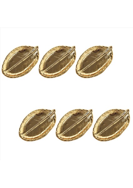 6x Dekoratif Altın Yaprak Seramik Plaka Tabak Porselen Şeker Biblo Çanak Mücevher Meyvesi Servis Tepsi Depolama Plakası (Yurt Dışından)
