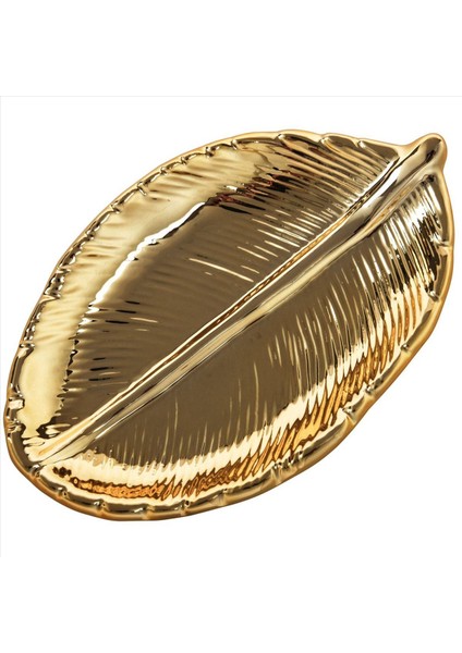 6x Dekoratif Altın Yaprak Seramik Plaka Tabak Porselen Şeker Biblo Çanak Mücevher Meyvesi Servis Tepsi Depolama Plakası (Yurt Dışından) fiyatları