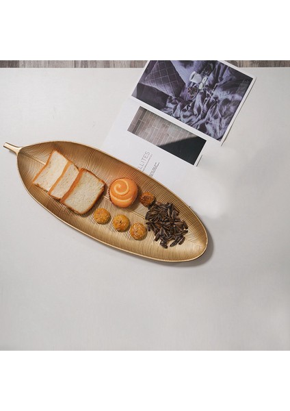 2pcs Iskandinav Dekoratif Tepsisi Altın Yapraklar Şekil Servis Tepsisi Mücevher Palet Meyve Atıştırmalık Çanağı (Küçük ve Büyük) (Yurt Dışından) modelleri