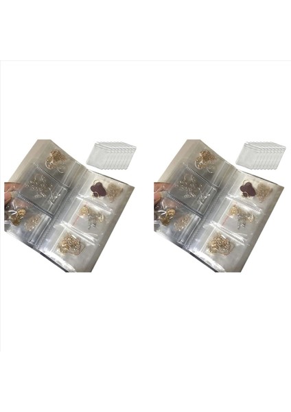 2x Pvc Berrak Takı Anti Oksidasyon Fermuar Çantası Mücevher Küpe Organizatörü Depolama Kitap Çantası Mücevher Depolama Kitabı (84 Hücre) (Yurt Dışından)