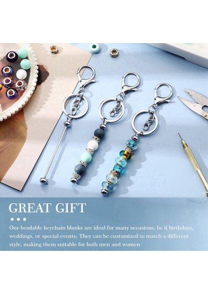 48 Pcs Boncuklu Anahtarlık Çubukları Boncuklar Için Toplu Dıy Boş Anahtarlık Metal Boncuk Boncuklu Anahtar Zinciri Boncuk Keychain El Sanatları Gümüş (Yurt Dışından) fırsatları