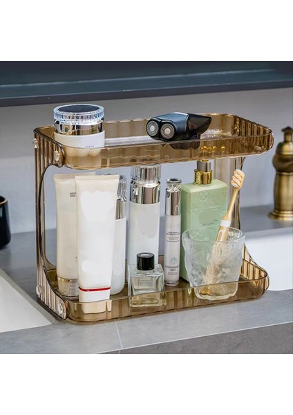 Banyo Depolama Rafı Çift Katmanlı Kozmetik Saklama Kutusu El Yıkama Stand Masaüstü Cilt Bakım Ürünleri Ekran B (Yurt Dışından) fiyatları