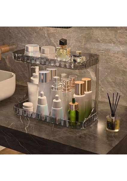 Banyo Depolama Rafı Çift Katmanlı Kozmetik Saklama Kutusu El Yıkama Stand Masaüstü Cilt Bakım Ürünleri Ekran B (Yurt Dışından) modelleri
