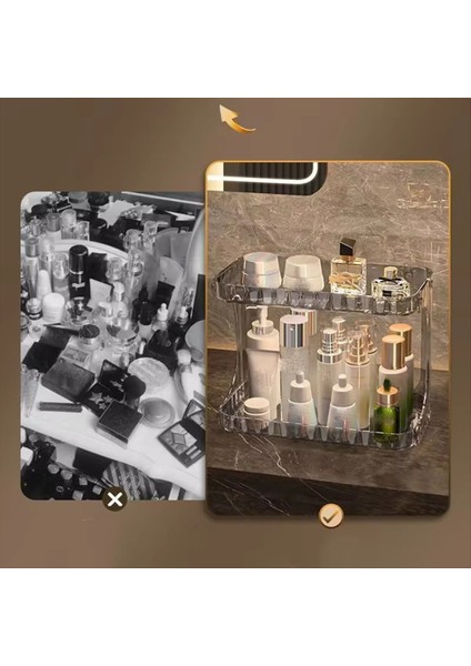 Banyo Depolama Rafı Çift Katmanlı Kozmetik Saklama Kutusu El Yıkama Stand Masaüstü Cilt Bakım Ürünleri Ekran B (Yurt Dışından) fırsatları