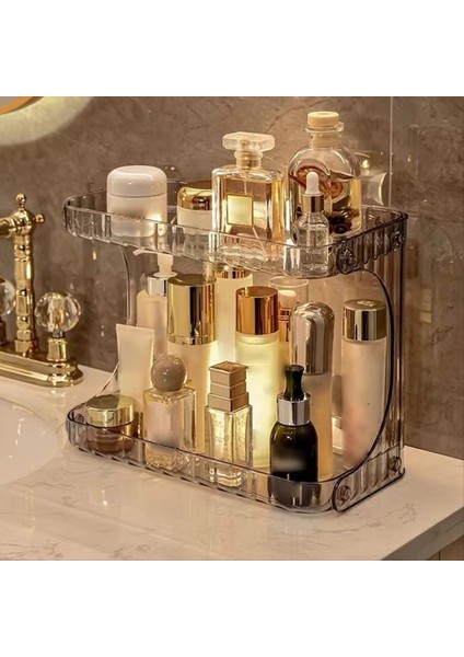 Banyo Depolama Rafı Çift Katmanlı Kozmetik Saklama Kutusu El Yıkama Stand Masaüstü Cilt Bakım Ürünleri Ekran B (Yurt Dışından) indirimleri