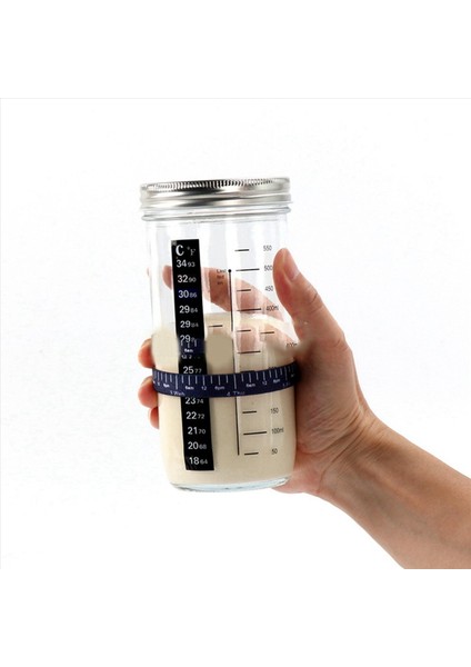 2x Cam Hava Etki Kavanoz Yardımcı Makinesi Doğal Fermantasyon Kavanozu Kapak ve Ölçekli Hamur Fermantasyon Kiti (Yurt Dışından) modelleri