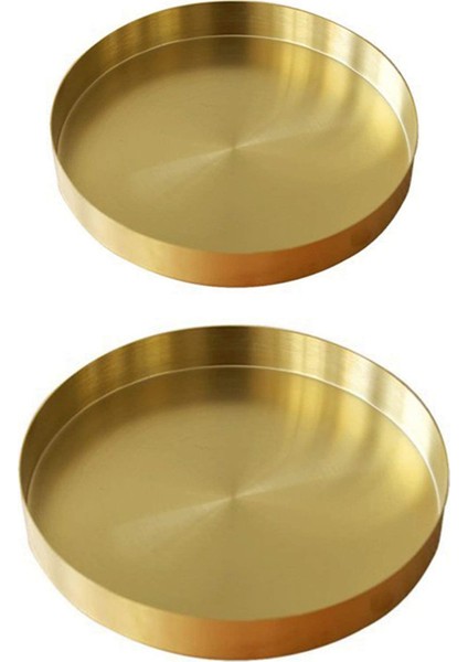 2 Adet Yuvarlak Altın Tepsisi Makyaj Banyo Mat Pirinç Kaplama 1 8 Inç ve 7 9 Inç Için Metal Dekoratif Makyaj Tepsisi Organizatörü (Yurt Dışından)