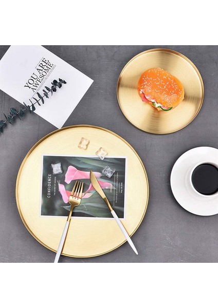 2 Adet Yuvarlak Altın Tepsisi Makyaj Banyo Mat Pirinç Kaplama 1 8 Inç ve 7 9 Inç Için Metal Dekoratif Makyaj Tepsisi Organizatörü (Yurt Dışından) modelleri