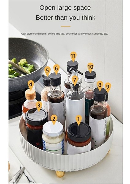 Mutfak Depolama Dönen Raf Baharat Rafı Baharat Kutusu Ev Pikap Dönen Depolama Raf Beyaz (Yurt Dışından)