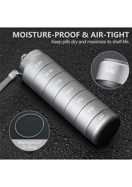 Metal Hap Organizatörü Haftalık Istiflenebilir Su Geçirmez Seyahat Hapı Kutusu Hap Kasa Konteyneri 7 Günlük Günlük Ilaç Organizatörü Gri (Yurt Dışından) fiyatları