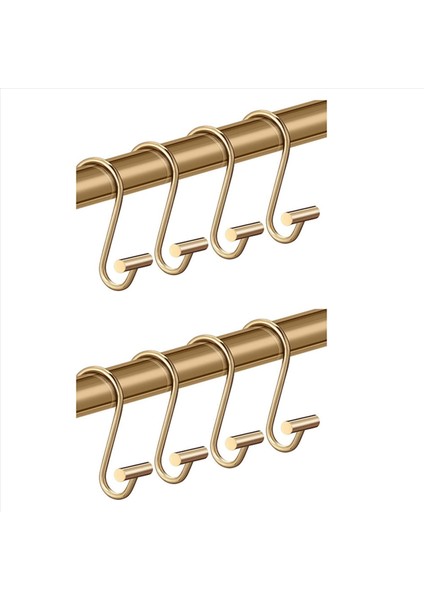 24X Duş Perdesi Kanca Halkaları Pirinç Dekoratif Duş Perdesi Yüzük Banyo Duş Çubuğu Duş Kancaları T Şekilli (Yurt Dışından)