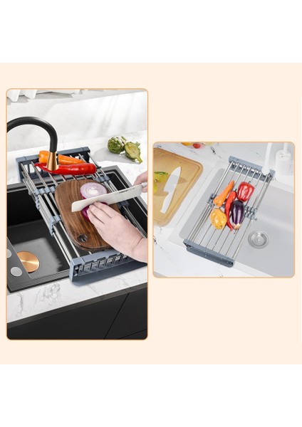Bulaşık Boşluğu Genişletilebilir Mutfak Lavabo Kase Sepet Filtresi Çok Fonksiyonlu Mutfak Lavabo Yemek Rafı (Yurt Dışından) modelleri