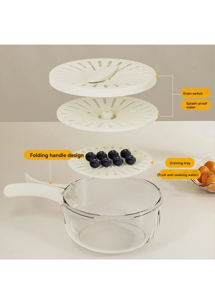 Meyve Drenaj Sepeti Kapaklı Sebze Çamaşır Yıkama Kabı Katlanabilir Sap Temizleme Kevgir Buzdolabı Kırıcı Mutfak Kutuları (Yurt Dışından) indirimleri