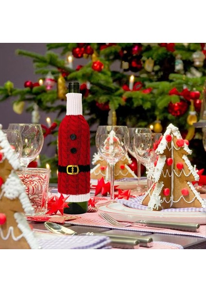 Şarap Şişeleri Için Noel Kapakları Şarap Şişesi Dekorasyonu Sağlam Şişe Kazak Şenlik Şenlikli Şarap Şişesi Çantası Şişe Kapak (Yurt Dışından) fiyatları