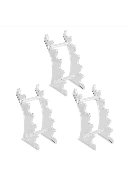 3x Akrilik 6 Yüzdük Ekran Standı Kaş Çeşme Kalem Kalem Mücevher Makyaj Fırçası Raf Organizatör Tutucu Clear (Yurt Dışından)