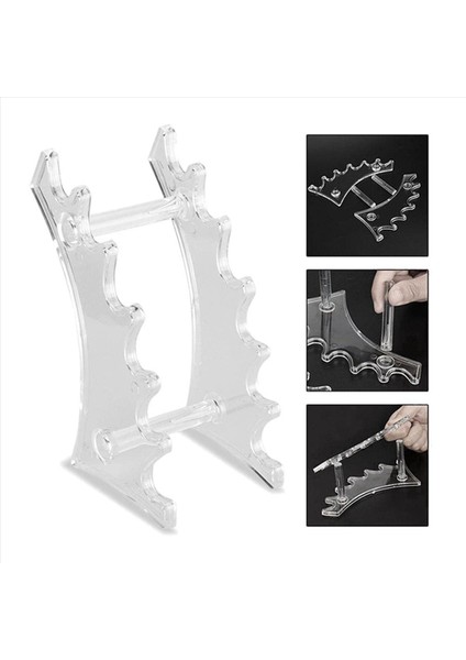 3x Akrilik 6 Yüzdük Ekran Standı Kaş Çeşme Kalem Kalem Mücevher Makyaj Fırçası Raf Organizatör Tutucu Clear (Yurt Dışından) fırsatları