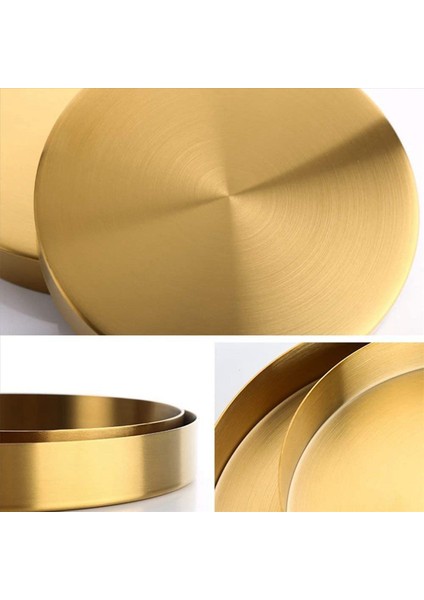 2x Yuvarlak Altın Tepsisi Makyaj Banyo Elbise Mat Pirinç Kaplama Için Metal Dekoratif Tepsisi Makyaj Tepsisi Organizatör (Yurt Dışından) fırsatları