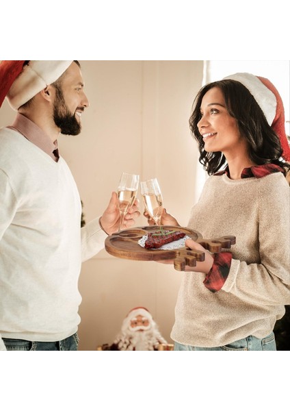 Ahşap Palet Noel Pişmiş Biftek Tepsisi Açık Piknik Şarap Bardak ve Şarap Tutucular Tepsi Meyve Biftek Tabak (Yurt Dışından) fırsatları