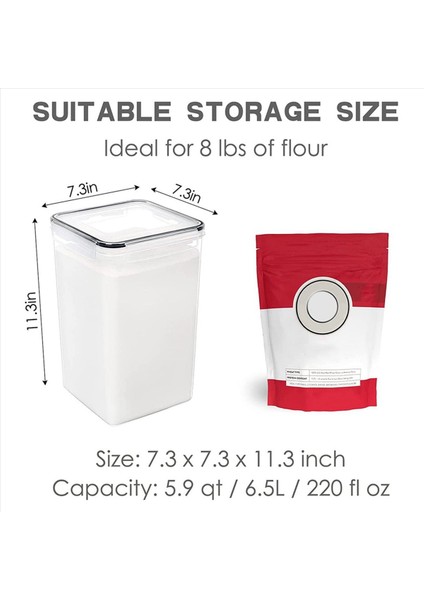 4pcs Kapaklı Büyük Gıda Saklama Kapları Airsight 6 5l Un Şeker Fırınlama ve Kuru Gıda Depolama (Yurt Dışından) fırsatları