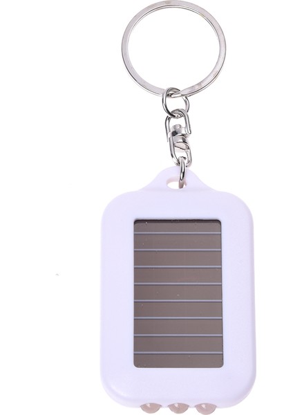 10X Mini Güneş Gücü Şarj Edilebilir 3led Flashlight Anahtar Teşekkür Torç Yüzüğü Yeni - Beyaz (Yurt Dışından)