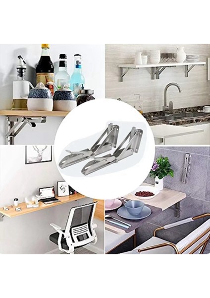 Paslanmaz Çelik Katlanır Açılı Açılı Braket Üçgen Raf Ağır Destek Ayarlanabilir Duvara Monte Edilmiş Stand 8inch (Yurt Dışından) fiyatları