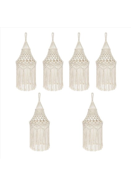 6x Macrame Lamba Gölge Asma Kolye Işık Kapağı Modern Ofis Yatak Odası Oturma Odası Kreş Yurt Odası Bohemya (Yurt Dışından)