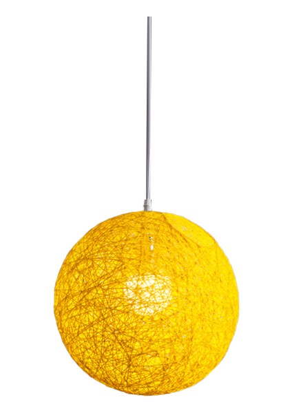 Sarı Bambu Rattan ve Jüt Top Avizesi Bireysel Yaratıcılık Küresel Rattan Yuva Abajur (Yurt Dışından)