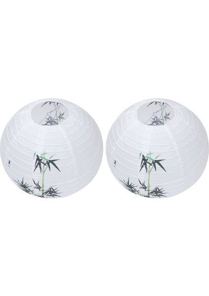 2x 40CM Lamba Gölge Kağıt Fener Oryantal Tarzı Işık Dekorasyonu Çince Desen Bambu (Yurt Dışından)